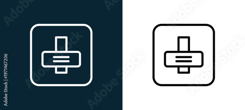 Two-color knob outline icon pair in black and white, editable stroke vector illustration for web, mobile apps, UI design, branding, and print from essentials