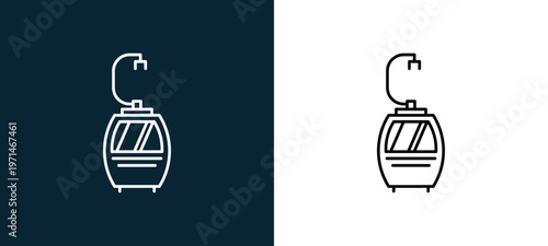 Two-color funicular outline icon pair in black and white, editable stroke vector illustration for web, mobile apps, UI design, branding, and print from travelling
