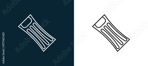 Two-color mattress outline icon pair in black and white, editable stroke vector illustration for web, mobile apps, UI design, branding, and print from travelling