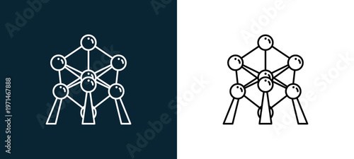 Two-color outline icon pair in black and white, editable stroke vector illustration for web, mobile apps, UI design, branding, and print from travelling