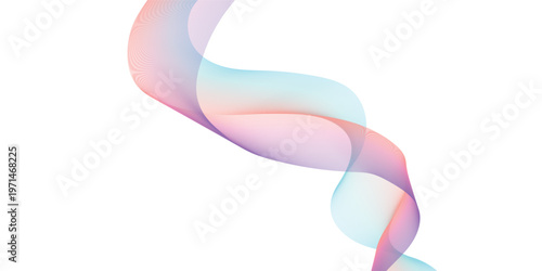 An abstract design featuring a smooth flow of pink smoke and colorful wave patterns with swirling lines and curved shapes on a white background for an artistic wallpaper illustration