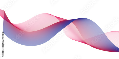 Pink and red ribbon with hearts in a colorful vector illustration featuring wavy lines and a curved design pattern for a stylish banner backdrop