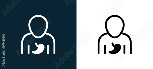 Two-color male outline icon pair in black and white, editable stroke vector illustration for web, mobile apps, UI design, branding, and print from body parts