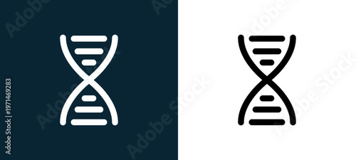 Two-color dna outline icon pair in black and white, editable stroke vector illustration for web, mobile apps, UI design, branding, and print from body parts