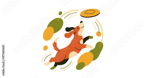 Dog Happily Jumping to Catch a Flying Frisbee Outdoors