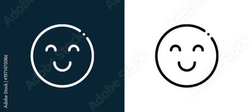 Two-color emotion outline icon pair in black and white, editable stroke vector illustration for web, mobile apps, UI design, branding, and print from TAB BAR AND SETTINGS