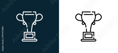 Two-color championship outline icon pair in black and white, editable stroke vector illustration for web, mobile apps, UI design, branding, and print from event