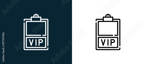 Two-color vip outline icon pair in black and white, editable stroke vector illustration for web, mobile apps, UI design, branding, and print from event