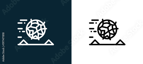 Quadro em tela Two-color tumbleweed outline icon pair in black and white, editable stroke vecto