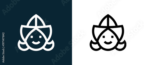 Two-color dutch outline icon pair in black and white, editable stroke vector illustration for web, mobile apps, UI design, branding, and print from holland