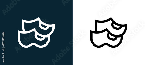 Two-color clogs outline icon pair in black and white, editable stroke vector illustration for web, mobile apps, UI design, branding, and print from holland