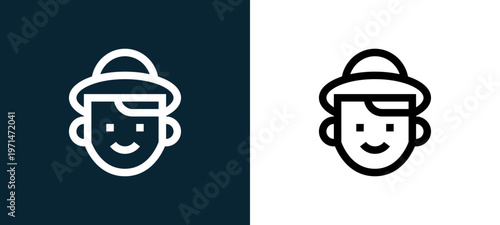 Two-color dutch outline icon pair in black and white, editable stroke vector illustration for web, mobile apps, UI design, branding, and print from holland