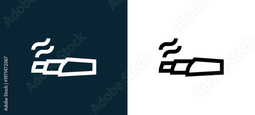 Two-color marijuana outline icon pair in black and white, editable stroke vector illustration for web, mobile apps, UI design, branding, and print from holland