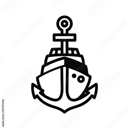 The classic nautical anchor symbol depicted in a simple black and white illustration.