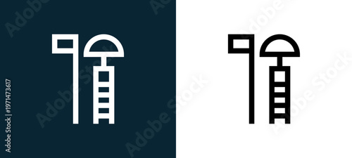 Two-color life guard outline icon pair in black and white, editable stroke vector illustration for web, mobile apps, UI design, branding, and print from water park