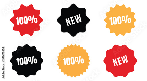 Set of new and 100% arrival tag icon set