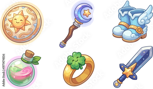 Magic fantasy objects and jewelry.