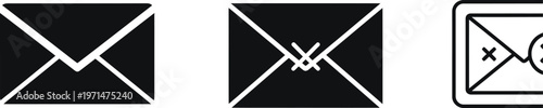 Email icons vector illustration set featuring modern graphic design symbols for digital communication, including received, blocked, and error messages.