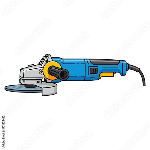 blue angle grinder hand power tool flat vector illustration