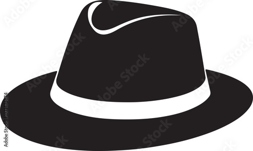 Classic Fedora Hat Silhouette Stylish Men's Headwear Vector Icon