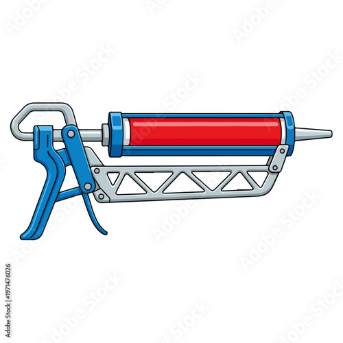 Cartoon Caulk Gun Construction Hand Tool Vector Illustration