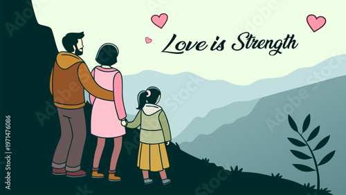 Heartwarming family scene with parents and child in nature, love and unity concept, perfect for parenting themes, inspirational quotes, and emotional storytelling designs.