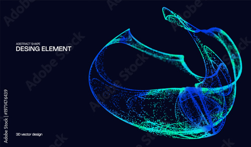 Abstract shape dot for particle background digital and technology data science. Vector cyber pattern for circle concept design and flow light space. Abstract 3d network for particle wave.