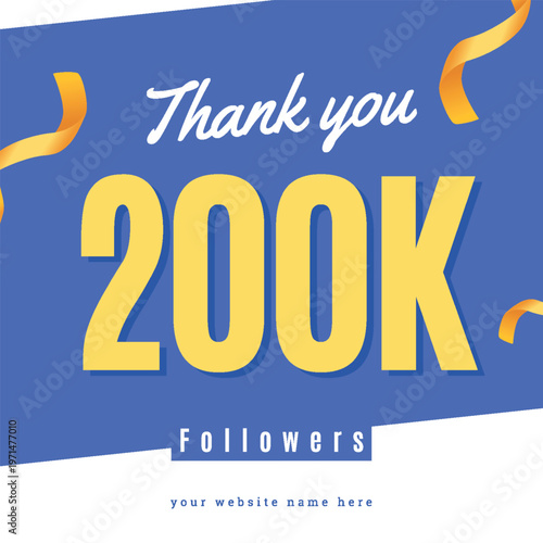 Blue Modern Thank You 200k Followers Free Instagram Post