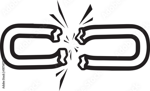 Broken link, chain, cracked connection, fractured bond, disconnection