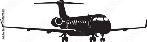 Airplane, aircraft silhouette, black plane icon, vector illustration, transportation symbol