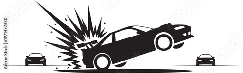Car crash, accident, collision, road safety, vector illustration