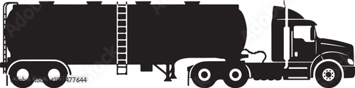 Black tanker truck, industrial vehicle, transportation icon, silhouette illustration