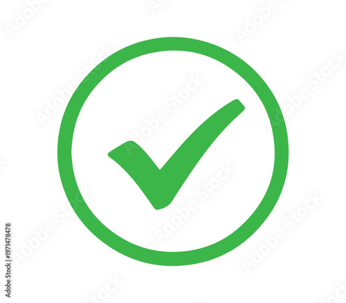 Green check mark icon in a circle on white background indicates approval or correctness.
