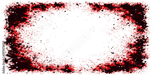 Red grunge abstract background with frame and splashes