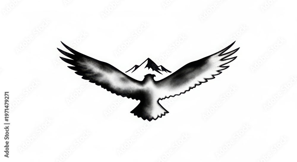 Fototapeta premium Eagle in Flight Over Mountain Peaks, Majestic Wildlife Symbol