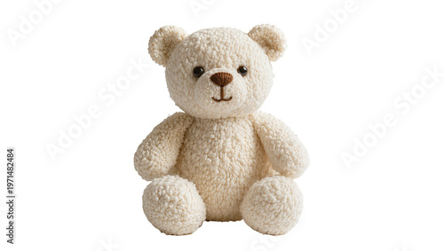 Φωτογραφία Fluffy cream teddy bear with brown nose and eyes, isolated on transparent backgr