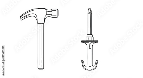 Line art illustration depicting hardware components
