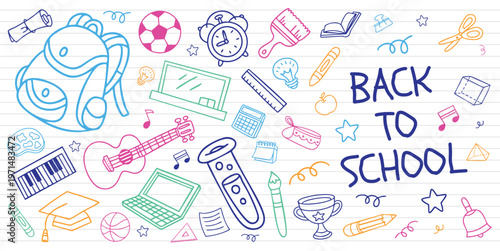 Back to school cute doodle element vector illustration