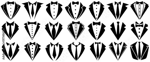 set vector tuxedo icon collections. Gentleman Suit symbol. wedding suit design tuxedo logo template illustration