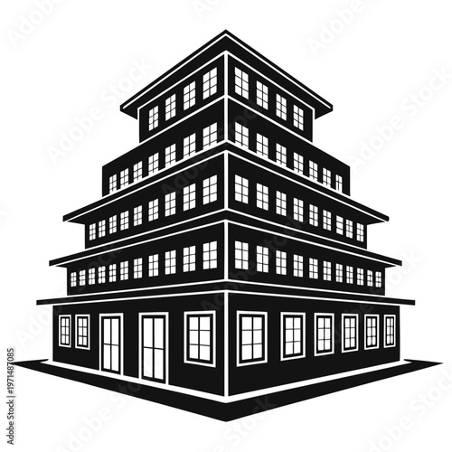 dormitory building silhouette student housing architecture vector icon