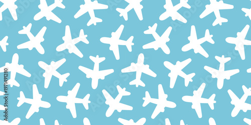 飛行機のシームレスな背景画像。（Seamless background image of airplanes.）
