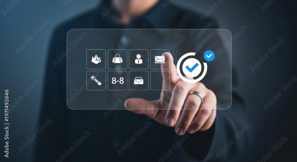 Fototapeta premium Businessman interacting with virtual interface