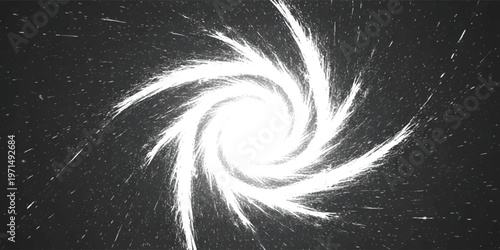 Abstract swirling vortex of white light rays on a dark background vector illustration for dynamic design projects