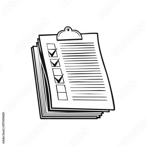 Clipboard with checklist and check marks for task management　タスク管理用のチェックマーク付きクリップボードとチェックリスト　ベクターイラスト