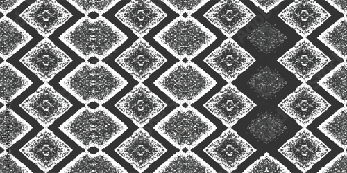 Seamless monochrome geometric pattern with intricate diamond shapes for modern textile print and luxury wallpaper background vector illustration