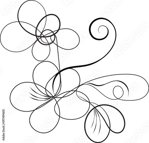 Abstract orchid floral vector design with leaves and butterfly pattern