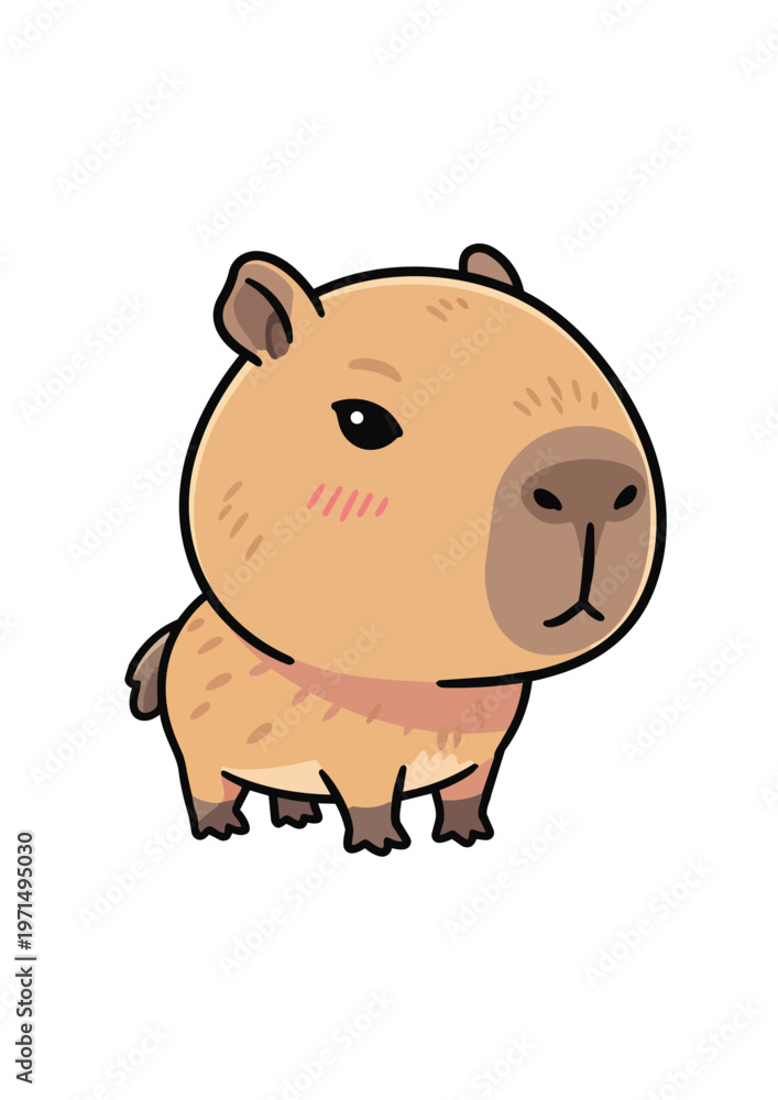 Fototapeta premium Cute Baby Capybara Kawaii Cartoon Vector Illustration