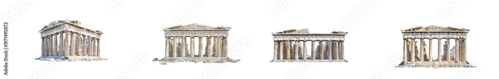 Fototapeta premium Ancient greek temple architectural sketch as clean cutout isolated on transparent background