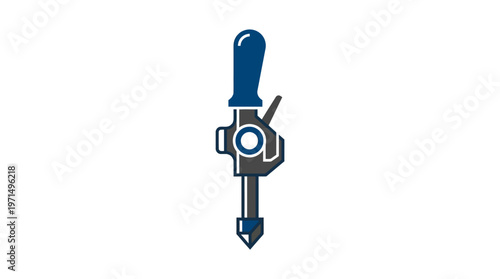 Electric drill with blue handle.