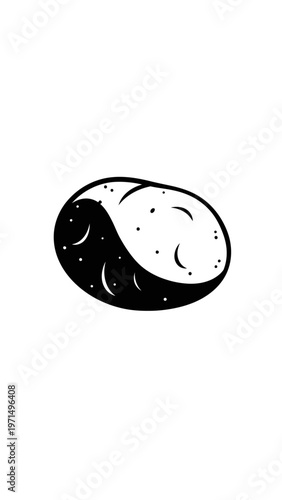 Black and White Potato Illustration.